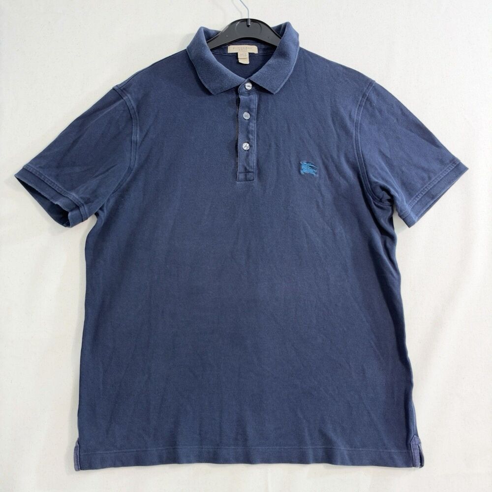 Burberry Brit Mens Polo Shirt Size M Navy Blue 100% Cotton Embroidered Logo